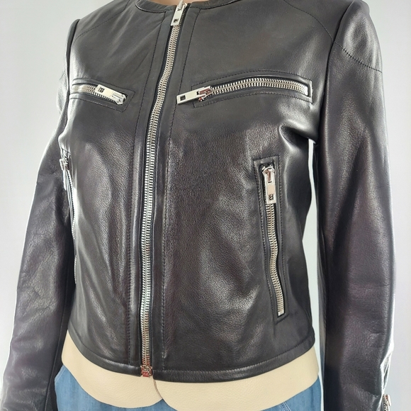 Rag & Bone Pebbled Leather Racing Jacket 2 - Picture 1 of 16